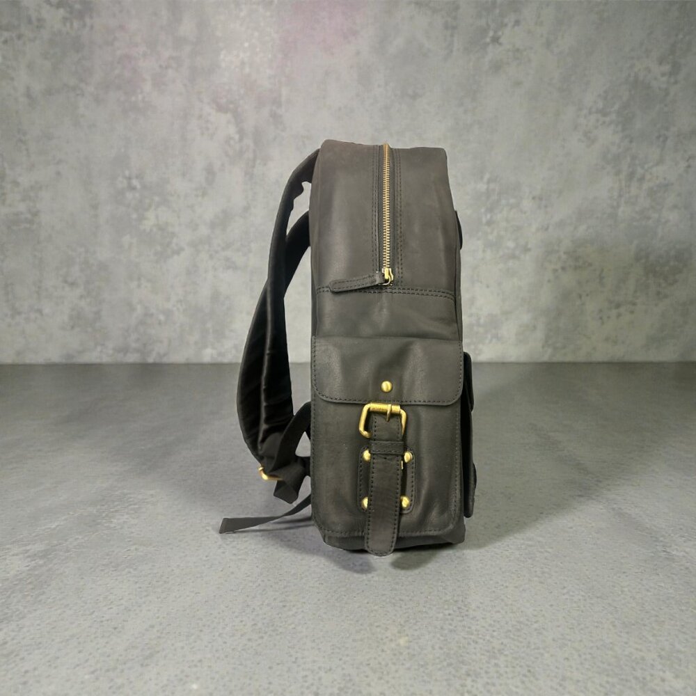 Black Leather Backpack - Picture 3 of 4